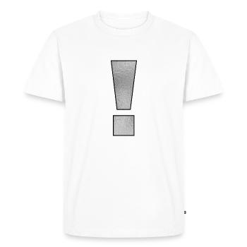 Punctuation mark exclamation mark ! Silver - Men's Premium Organic T-Shirt - white - Front - Nico (187cm)