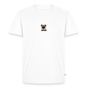 Pixelated Pug - Men's Premium Organic T-Shirt - white - Front - Nico (187cm)