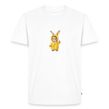 Cute baby bunny in yellow raincoat rain jacket A - Men's Premium Organic T-Shirt - white - Front - Nico (187cm)