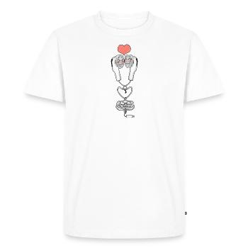 Drôle d’amour Kawaii écouteurs Couple Musique Design Y2K - T-shirt Premium bio Homme - blanc - Devant - Nico (187cm)