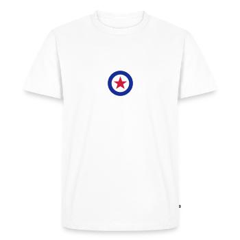 Kreis mit Stern / circled star (2c) - Men's Premium Organic T-Shirt - white - Front - Nico (187cm)
