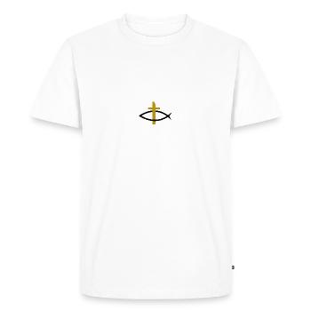 Itchys christianisme poisson avec une croix d'or - T-shirt Premium bio Homme - blanc - Devant - Nico (187cm)