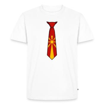Cravate Macédoine – Conception du drapeau - T-shirt Premium bio Homme - blanc - Devant - Nico (187cm)