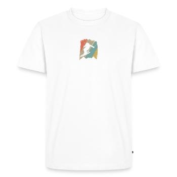 Silhouette de snowboard rétro sur rayures pastel - T-shirt Premium bio Homme - blanc - Devant - Nico (187cm)