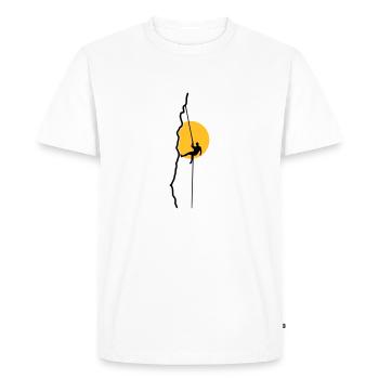 Grimpeur rappel au coucher du soleil - T-shirt Premium bio Homme - blanc - Devant - Nico (187cm)