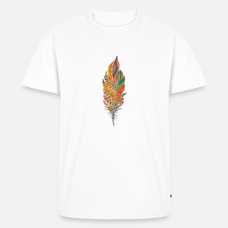 Feder - Männer Premium Bio T-Shirt - Weiß