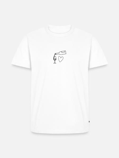 Wein und Herz - Männer Premium Bio T-Shirt - Weiß