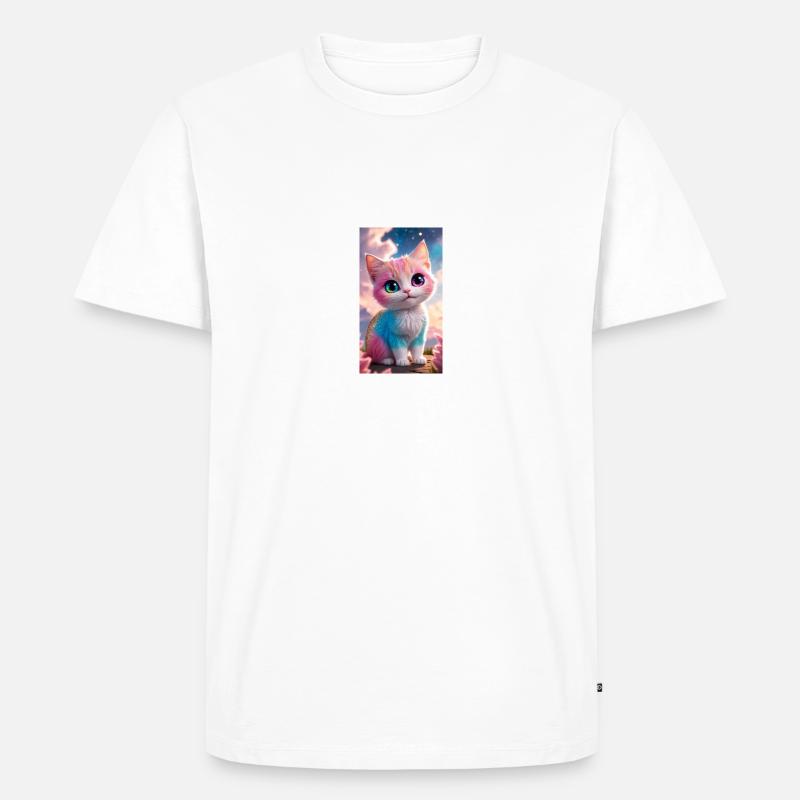 Süßes pinkes Kätzchen - Männer Premium Bio T-Shirt - Weiß