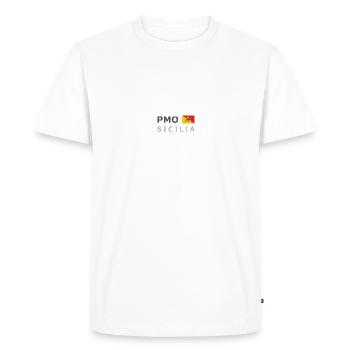 PMO SICILIA dark-lettered 400 dpi - Men's Premium Organic T-Shirt - white - Front - Nico (187cm)