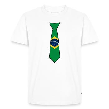 Cravate Brésil – Drapeau - T-shirt Premium bio Homme - blanc - Devant - Nico (187cm)