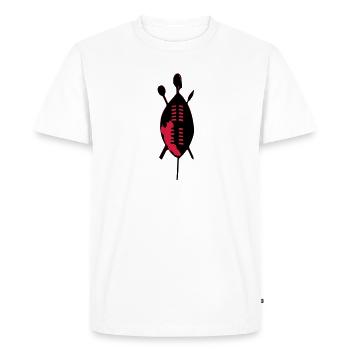 Zulu Shield - Men's Premium Organic T-Shirt - white - Front - Nico (187cm)