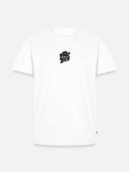 Totenkopf in blühender Rose - Männer Premium Bio T-Shirt - Weiß