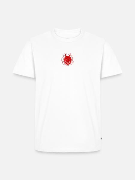 Grinsender Teufel im Stacheldraht - Männer Premium Bio T-Shirt - Weiß