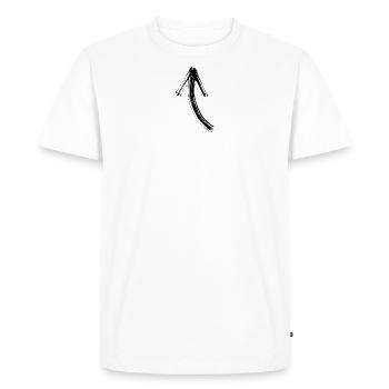 Face Arrow Attention Pillar - Men's Premium Organic T-Shirt - white - Front - Nico (187cm)