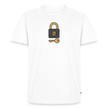 Crypto Security | Lock & Key Symbol - Men's Premium Organic T-Shirt - white - Front - Nico (187cm)
