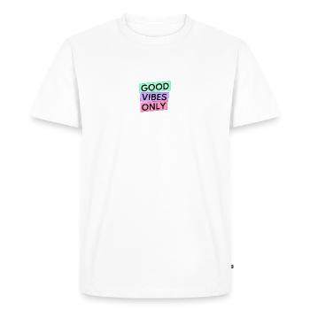 Bonnes vibrations seulement - T-shirt Premium bio Homme - blanc - Devant - Nico (187cm)