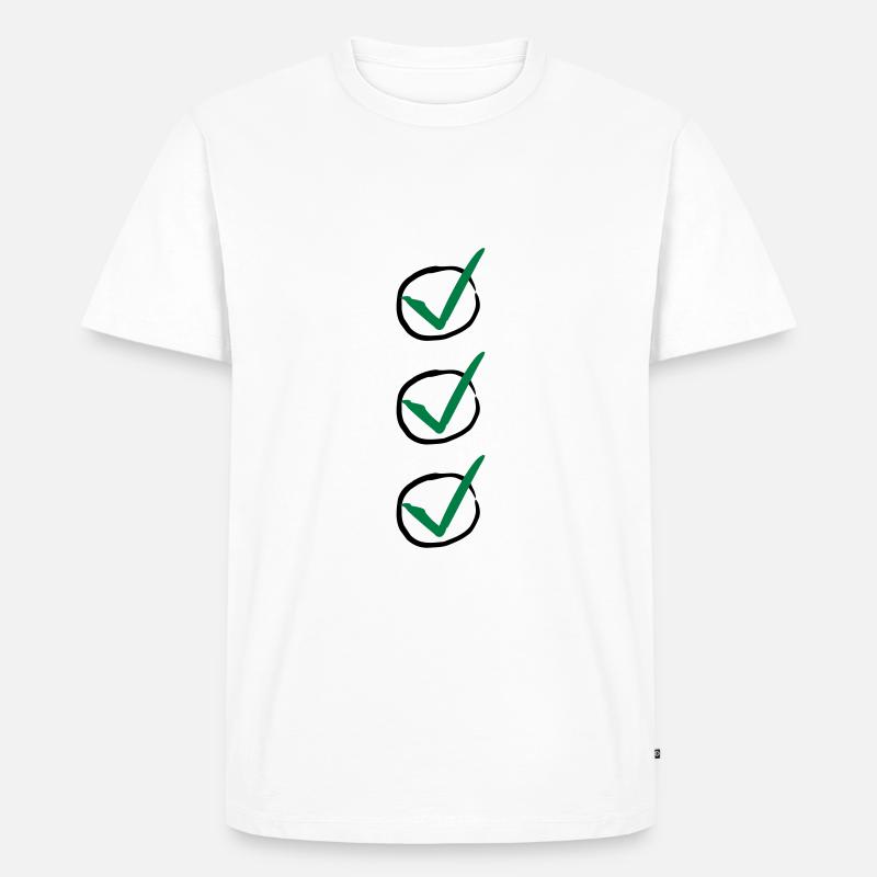 Three Checkmarks - Männer Premium Bio T-Shirt - Weiß