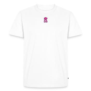 Pixel MiniBear Neon Magenta - Men's Premium Organic T-Shirt - white - Front - Nico (187cm)