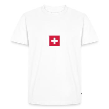 Swiss Cross, Switzerland Flag, CH, Schweiz, Flagge - Men's Premium Organic T-Shirt - white - Front - Nico (187cm)