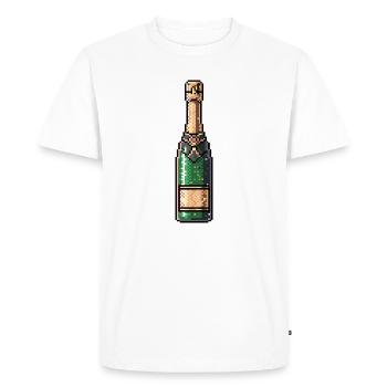 PixelChampagne Bottle Retro - Men's Premium Organic T-Shirt - white - Front - Nico (187cm)