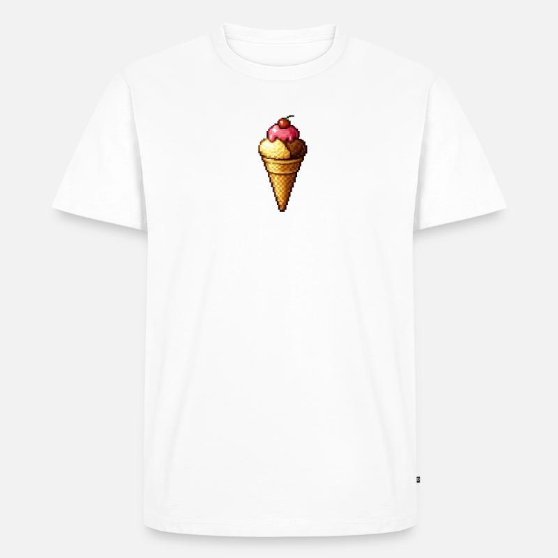 Retro Pixel Eiscreme Cone - Männer Premium Bio T-Shirt - Weiß