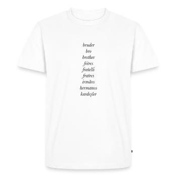 Frère dans différentes langues - T-shirt Premium bio Homme - blanc - Devant - Nico (187cm)