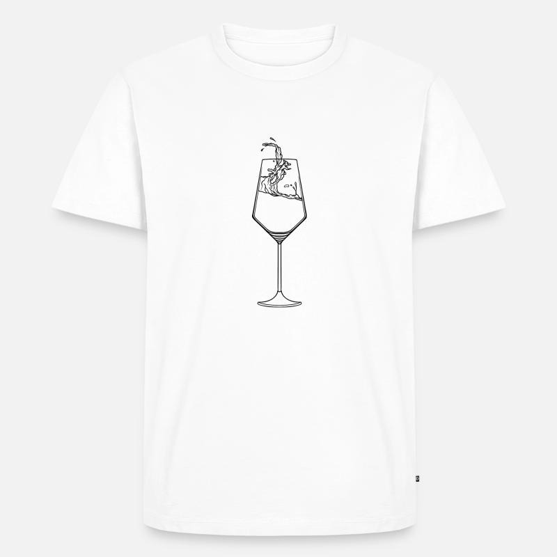 Weinglas mit Wein - Männer Premium Bio T-Shirt - Weiß