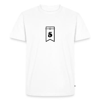 5. 5 ANS. 5e ANNIVERSAIRE. ANNIVERSAIRE 5 ANS. 5. - T-shirt Premium bio Homme - blanc - Devant - Nico (187cm)