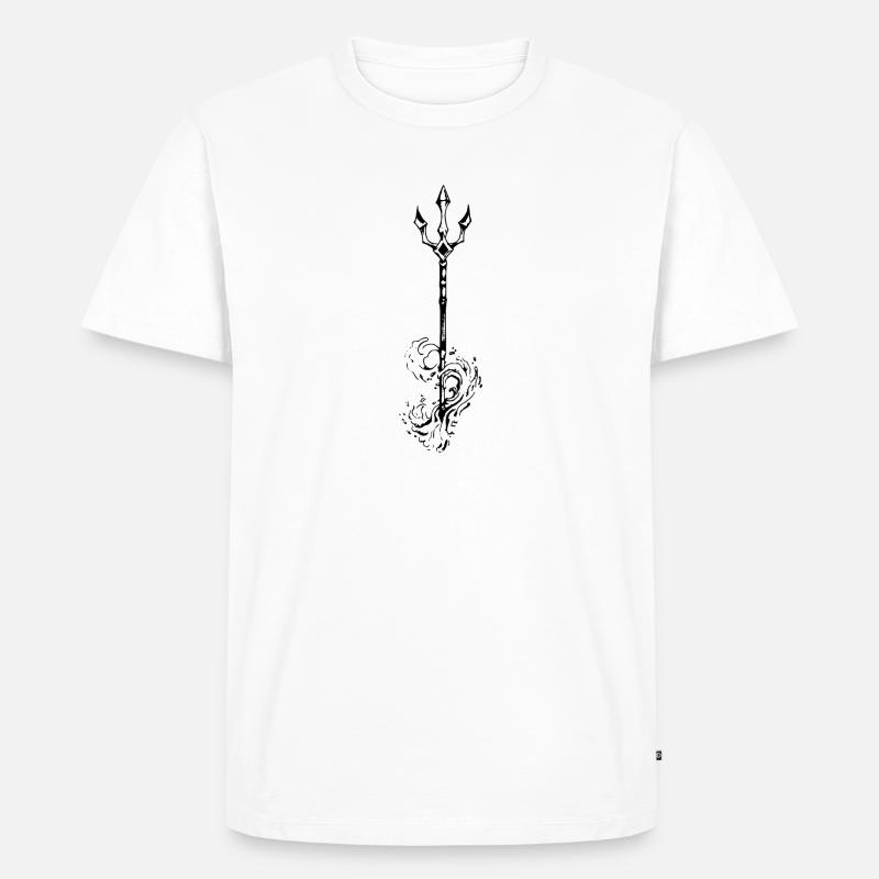 Dreizack - Männer Premium Bio T-Shirt - Weiß