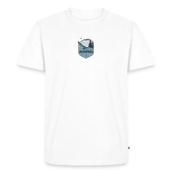 Badge d’aventure en VTT - T-shirt Premium bio Homme - blanc - Devant - Nico (187cm)