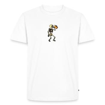 Skeleton drinks beer, Halloween - Men's Premium Organic T-Shirt - white - Front - Nico (187cm)