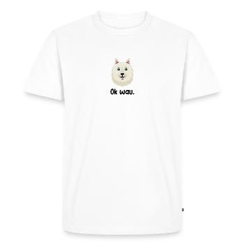 Ok wau avec les amoureux des chiens esquimaux américains - T-shirt Premium bio Homme - blanc - Devant - Nico (187cm)