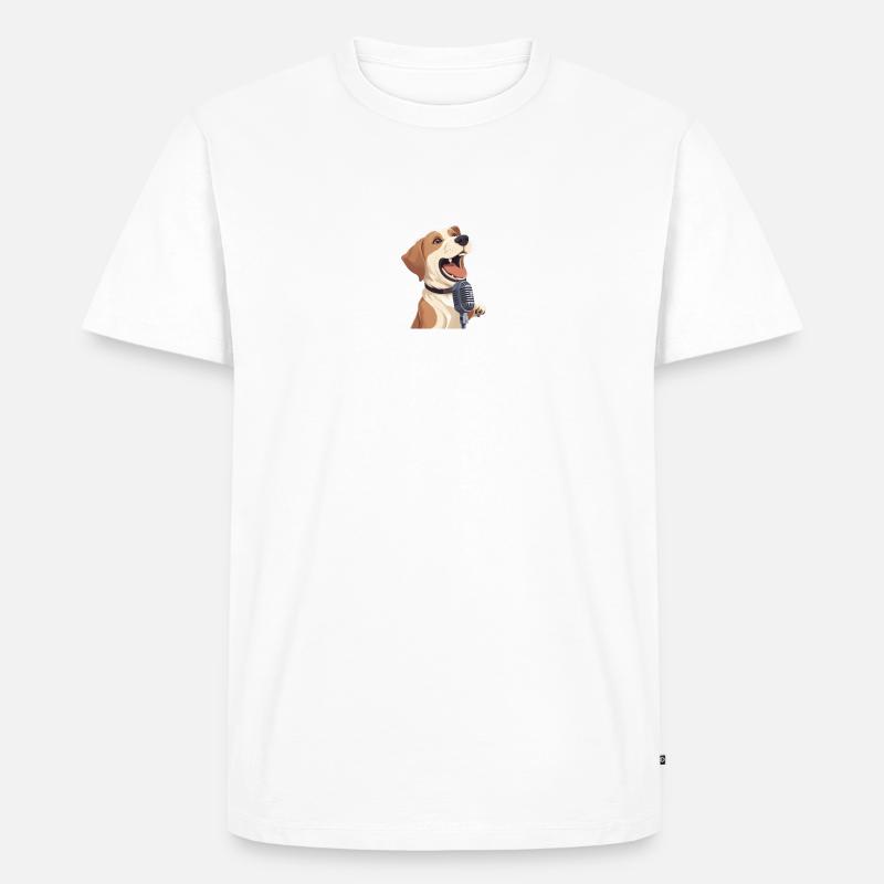 Singender Hund - Männer Premium Bio T-Shirt - Weiß