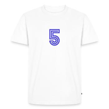 5. 5 ANS. 5e ANNIVERSAIRE. ANNIVERSAIRE 5 ANS. 5. - T-shirt Premium bio Homme - blanc - Devant - Nico (187cm)