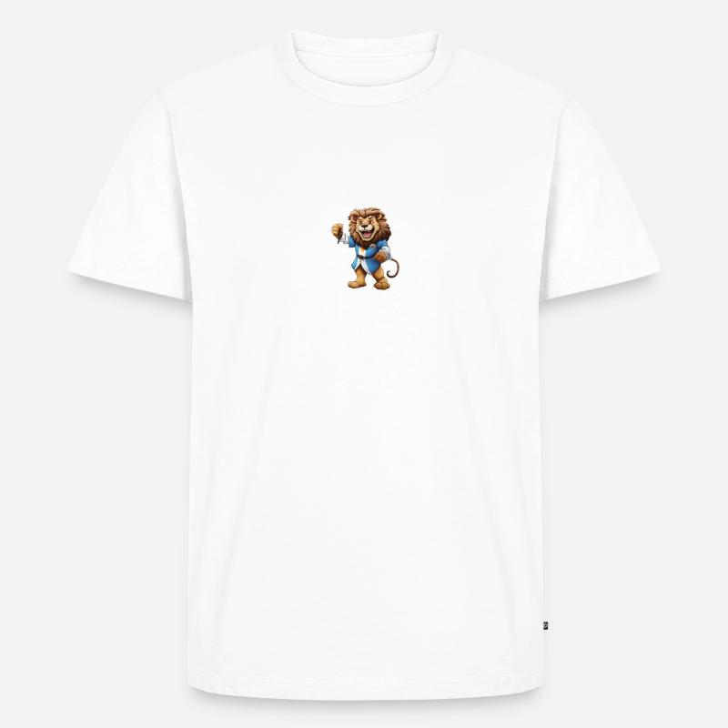 lion wearing a robe - Männer Premium Bio T-Shirt - Weiß