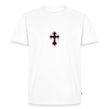 gothic, splatter, cross - T-shirt Premium bio Homme - blanc - Devant - Nico (187cm)