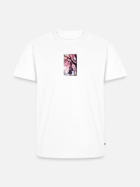 Mädchen unter Kirschbaum - Männer Premium Bio T-Shirt - Weiß
