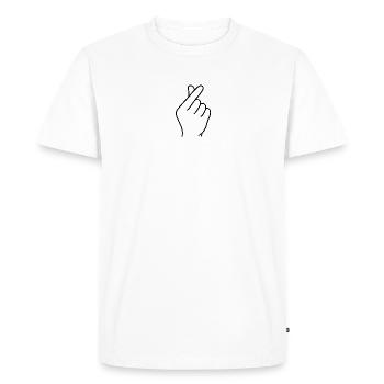 Geste des doigts croisés - Cœur de la génération Z - T-shirt Premium bio Homme - blanc - Devant - Nico (187cm)
