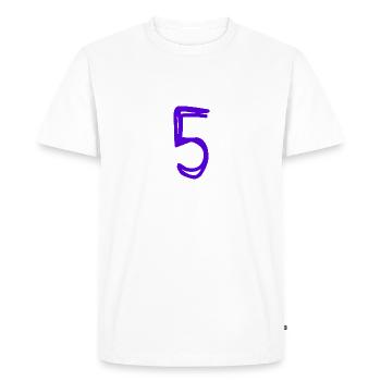 5 ANS. 5e ANNIVERSAIRE. ANNIVERSAIRE 5 ANS. 5 - T-shirt Premium bio Homme - blanc - Devant - Nico (187cm)