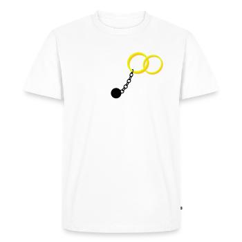 Wedding rings ankle bracelet JGA Bachelor - Men's Premium Organic T-Shirt - white - Front - Nico (187cm)