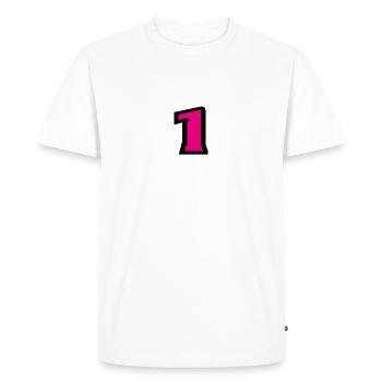1. 1 AN. 1er ANNIVERSAIRE. ANNIVERSAIRE 1 AN - T-shirt Premium bio Homme - blanc - Devant - Nico (187cm)