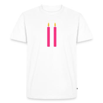 2 Bougies / / deux / / Deuxième anniversaire / / - T-shirt Premium bio Homme - blanc - Devant - Nico (187cm)