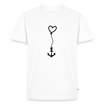 Anchor with heart on the rope - Men's Premium Organic T-Shirt - white - Front - Nico (187cm)