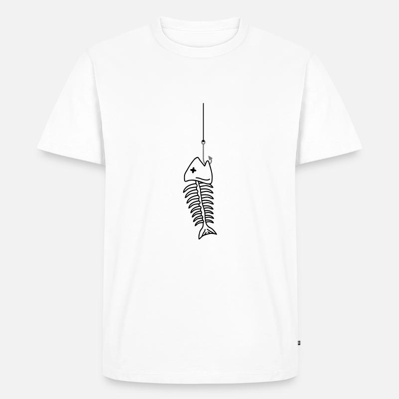 Fishbone On The Hook - Männer Premium Bio T-Shirt - Weiß