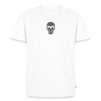crâne décoré tribal - T-shirt Premium bio Homme - blanc - Devant - Nico (187cm)