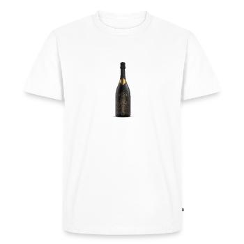 Silhouette de bouteille de vin d’eau pétillante noire - T-shirt Premium bio Homme - blanc - Devant - Nico (187cm)