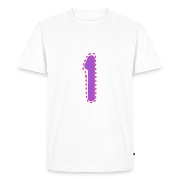 1. 1 AN. 1er ANNIVERSAIRE. ANNIVERSAIRE 1 AN - T-shirt Premium bio Homme - blanc - Devant - Nico (187cm)