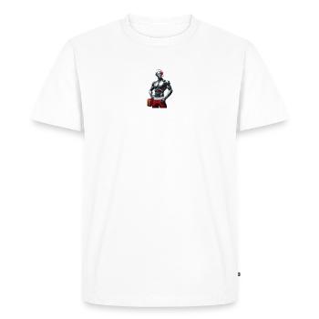 Cyber robot with Santa hat and gift - Men's Premium Organic T-Shirt - white - Front - Nico (187cm)