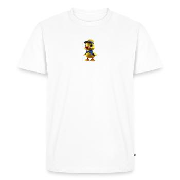 Canard Ensoleillé avec casquette et nœud papillon - T-shirt Premium bio Homme - blanc - Devant - Nico (187cm)
