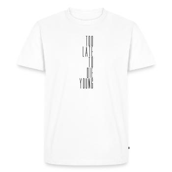 The Young Saying - Men's Premium Organic T-Shirt - white - Front - Nico (187cm)
